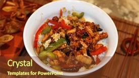  Presentation with chinese food - Presentation enhanced with chinese food food and drink background and a tawny brown colored foreground