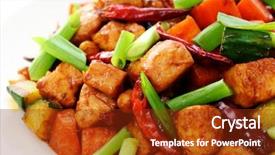  Presentation with food chicken - Beautiful PPT layouts featuring chinese food kung pao chicken backdrop and a tawny brown colored foreground