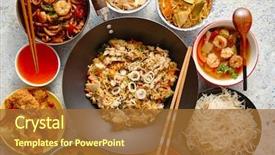  Presentation with food fish - Beautiful slides featuring chinese food set chinese noodles backdrop and a red colored foreground