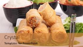  Presentation with chinese food - PPT layouts having chinese food spring roll background and a gold colored foreground