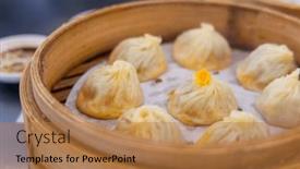  Presentation with bao bun - Presentation featuring chinese-food-xiao-long-bao background and a coral colored foreground