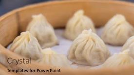  Presentation with bao bun - PPT theme enhanced with chinese-food-xiao-long-bao background and a coral colored foreground