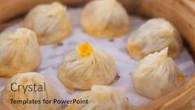  Presentation with bao bun - Presentation theme enhanced with chinese-food-xiao-long-bao background and a coral colored foreground