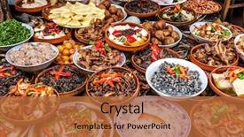  Presentation with chinese food - Amazing PPT theme having chinese food backdrop and a red colored foreground