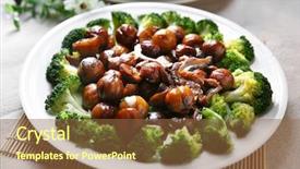  Presentation with chinese food - Amazing PPT theme having chinese food backdrop and a tawny brown colored foreground