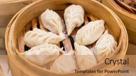  Presentation with chinese food - Colorful PPT layouts enhanced with chinese food backdrop and a coral colored foreground