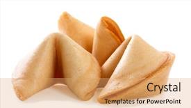  Presentation with fortune cookie - Beautiful PPT layouts featuring chinese fortune cookie with blank backdrop and a coral colored foreground