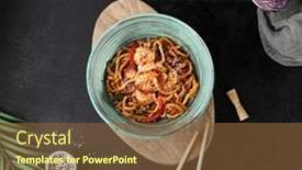  Presentation with modern chinese - Slide set featuring chinese-fried-noodles-with-shrimps background and a tawny brown colored foreground
