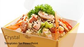  Presentation with bacon - Amazing PPT layouts having chinese-fried-rice-with-ham backdrop and a gold colored foreground