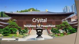 Presentation with diamond sparkle 3d animation - PPT theme enhanced with chinese garden - chi lin nunnery in diamond background and a tawny brown colored foreground