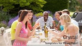  Presentation with philippines ethnic group - Audience pleasing presentation design consisting of chinese garden - group of friends having outdoor backdrop and a coral colored foreground