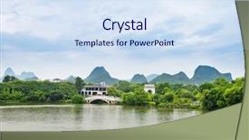  Presentation with landscape - Presentation theme enhanced with chinese garden - landscape of guilin background and a  colored foreground