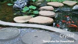  Presentation with garden pond - Presentation theme consisting of chinese-garden-landscape-small-garden background and a  colored foreground