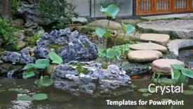  Presentation with garden pond - Presentation theme enhanced with chinese-garden-landscape-small-garden background and a dark gray colored foreground