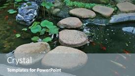 Presentation with garden pond - Slides consisting of chinese-garden-landscape-small-garden background and a gray colored foreground