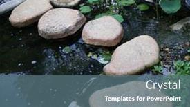  Presentation with garden pond - PPT layouts enhanced with chinese-garden-landscape-small-garden background and a ocean colored foreground