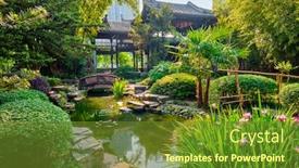  Presentation with china - PPT layouts having chinese garden park in china - wangjiang pavilion wangjiang tower wangjianglou park chengdu sichuan china background and a tawny brown colored foreground