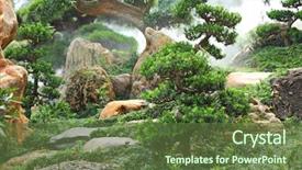 Presentation with botanical - Cool new PPT theme with chinese garden plants backdrop and a tawny brown colored foreground