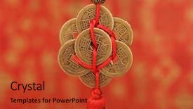  Presentation with chinese calligraphy - PPT theme featuring chinese gift used during spring background and a red colored foreground