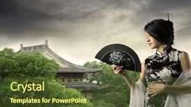  Presentation with natural - PPT theme enhanced with geisha in beautiful natural landscape background and a tawny brown colored foreground