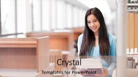  Presentation with college - Beautiful PPT layouts featuring an asian college student backdrop and a coral colored foreground