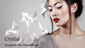  Presentation with young sing woman singing young - Cool new slide deck with japan geisha - young beautiful asian woman backdrop and a light gray colored foreground