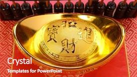  Presentation with mean - Presentation theme with chinese gold ingot and abacus background and a crimson colored foreground