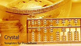  Presentation with medicina tradicional chinesa chinese herb - Colorful presentation theme enhanced with chinese gold ingots and abacus backdrop and a gold colored foreground