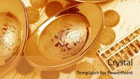  Presentation with chinese chinese - Beautiful presentation theme featuring chinese gold ingots and coin backdrop and a gold colored foreground