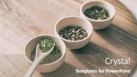  Presentation with japanese green tea - Presentation theme enhanced with chinese-green-tea-loose-leaves background and a gray colored foreground