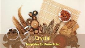  Presentation with traditional chinese medicine - Audience pleasing presentation design consisting of chinese-herb-and-spice-collection backdrop and a red colored foreground