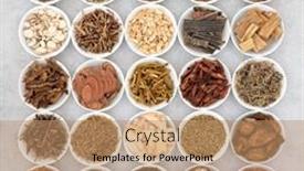  Presentation with traditional chinese medicine - Presentation theme featuring chinese-herb-collection-used background and a coral colored foreground