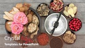  Presentation with traditional wood - Amazing theme having chinese-herb-selection-moxa-stick backdrop and a tawny brown colored foreground