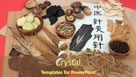  Presentation with chinese medicine acupuncture - Slide set enhanced with chinese-herb-selection-used background and a tawny brown colored foreground