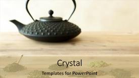  Presentation with tea leaves - Audience pleasing slide deck consisting of chinese herbal - six different japanese teas backdrop and a coral colored foreground