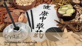  Presentation with traditional chinese medicine - PPT layouts with chinese-herbal-medicine-alternative-treatment background and a coral colored foreground