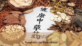  Presentation with alternative medicine - Cool new PPT theme with chinese-herbal-medicine-collection backdrop and a yellow colored foreground