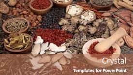  Presentation with chinese medicine - Presentation with chinese-herbal-medicine-collection background and a coral colored foreground