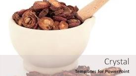  Presentation with chinese medicine - Beautiful PPT theme featuring chinese herbal medicine hawthorn fruit in a stone mortar with pestle over white background backdrop and a lemonade colored foreground