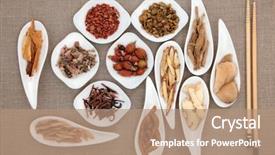  Presentation with chinese medicine - PPT layouts enhanced with uncaria - chinese herbal medicine in white background and a coral colored foreground