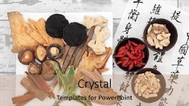  Presentation with maintain - Presentation with chinese herbal medicine selection background and a coral colored foreground