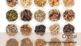  Presentation with herbal medicine - Presentation design featuring chinese herbal medicine selection background and a coral colored foreground