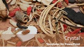  Presentation with herbal medicine - Amazing PPT theme having chinese-herbal-medicine-tea backdrop and a red colored foreground
