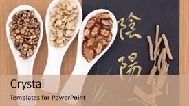  Presentation with needles - Amazing PPT layouts having chinese herbal medicine with acupuncture backdrop and a coral colored foreground