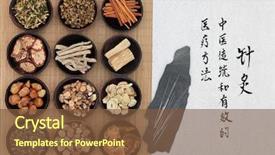  Presentation with needles - Cool new slides with chinese herbal medicine with acupuncture backdrop and a tawny brown colored foreground