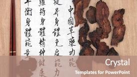  Presentation with body balance - Amazing presentation having chinese herbal medicine with calligraphy backdrop and a coral colored foreground