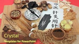  Presentation with chinese medicine acupuncture - Slides enhanced with chinese-herbal-medicine-with-herbs background and a tawny brown colored foreground