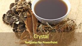  Presentation with chinese medicine - Presentation with chinese herbal medicine with ingredient background and a tawny brown colored foreground