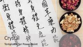  Presentation with herbal medicine flowers - Beautiful PPT layouts featuring describes functions to maintain health backdrop and a light gray colored foreground