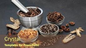  Presentation with chinese-medicine - Presentation design with chinese-herbal-plant-medicine background and a tawny brown colored foreground